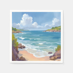 Serviette En Papier Peinture de la baie de l'océan de la plage de Cape