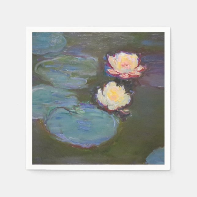 Serviette En Papier Peinture de nénuphars d'étang de Monet (Devant)