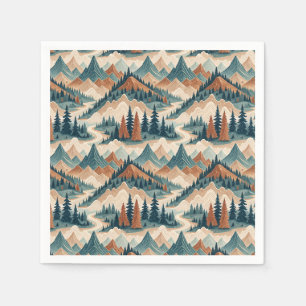 Serviette En Papier Peinture de paysage de montagne rocheuse et forêt