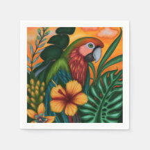 Peinture de perroquets Fleurs d'oiseaux tropicaux