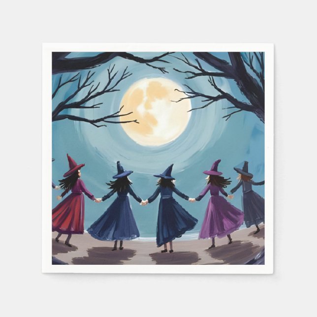 Serviette En Papier Peinture de séance de sorcière Halloween (Devant)