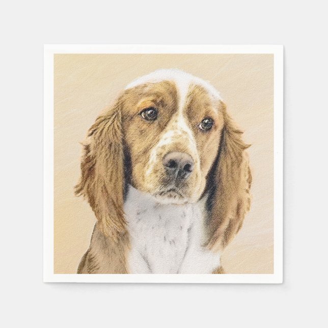 Serviette En Papier Peinture d'espagnol Welsh Springer - Art original  (Devant)