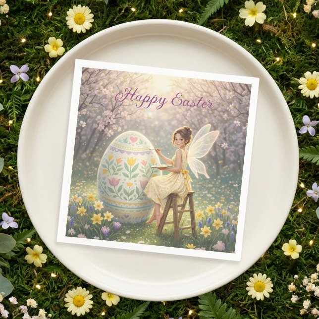 Serviette En Papier Peinture d'œuf de fée de Pâques Printemps (Créateur téléchargé)