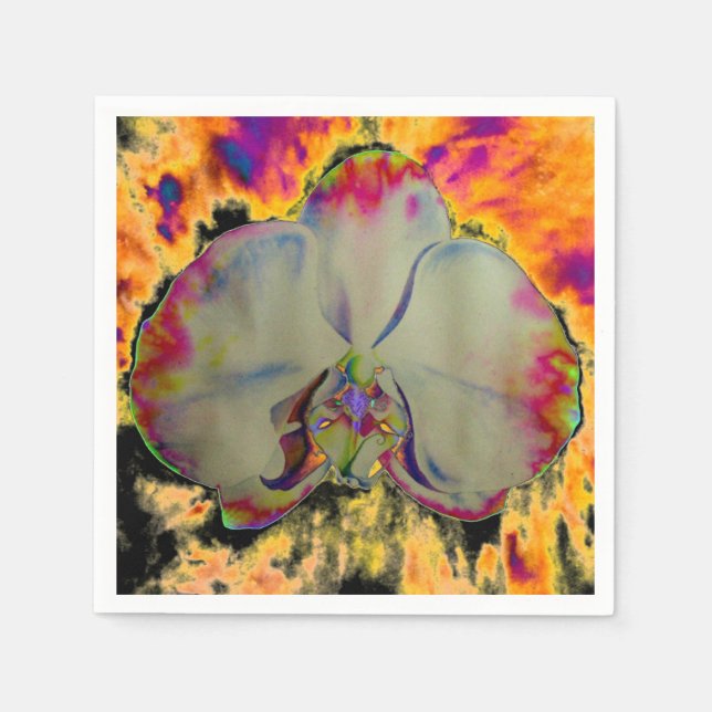 Serviette En Papier Peinture d'orchidée aquarelle abstraite boho éléga (Devant)