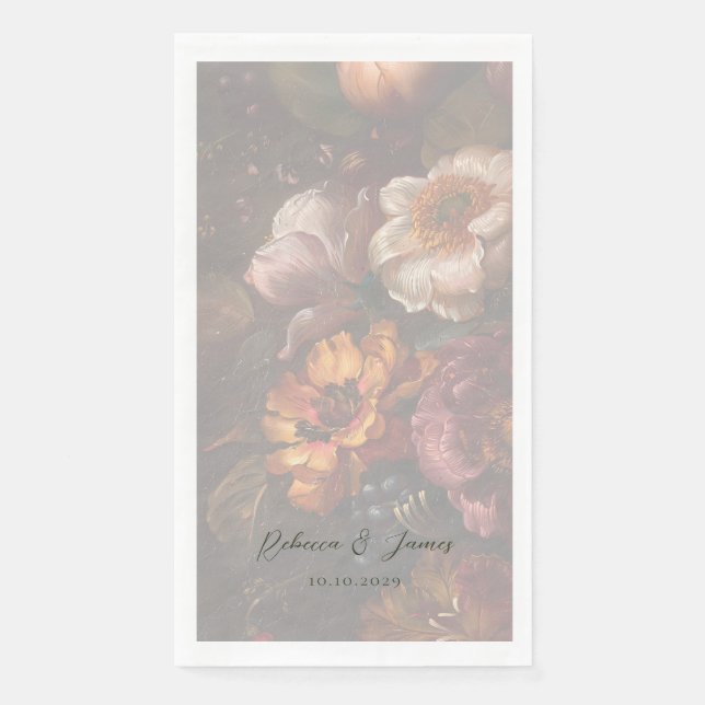 Serviette En Papier Peinture Fleur d'Art Fin Romantique Mariage (Devant)