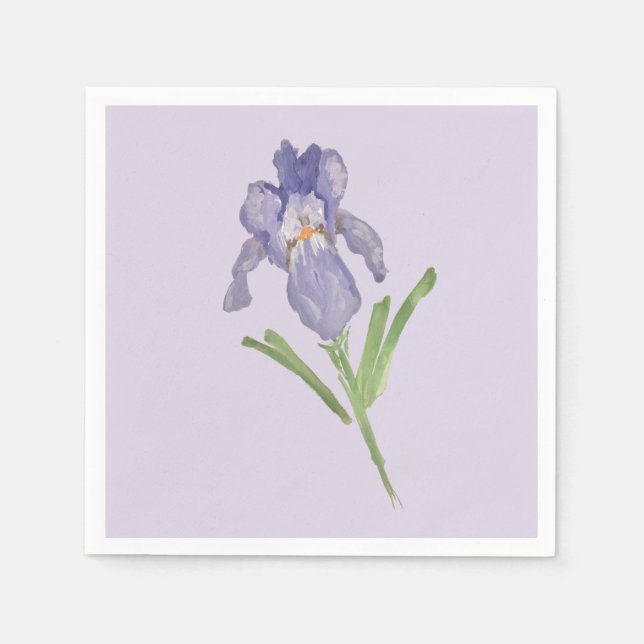 Serviette En Papier Peinture Fleur Iris Violet (Devant)