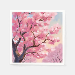 Serviette En Papier Peinture florale rose des arbres en fleurs de ceri