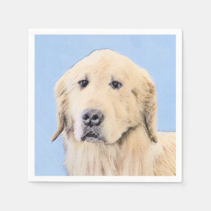 Serviette En Papier Peinture Golden Retriever - Joli art original chie