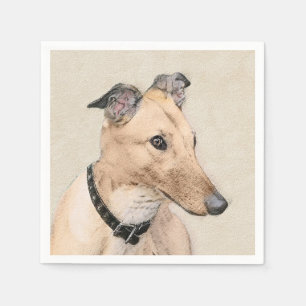 Serviette En Papier Peinture Greyhound - Beau art original de chien