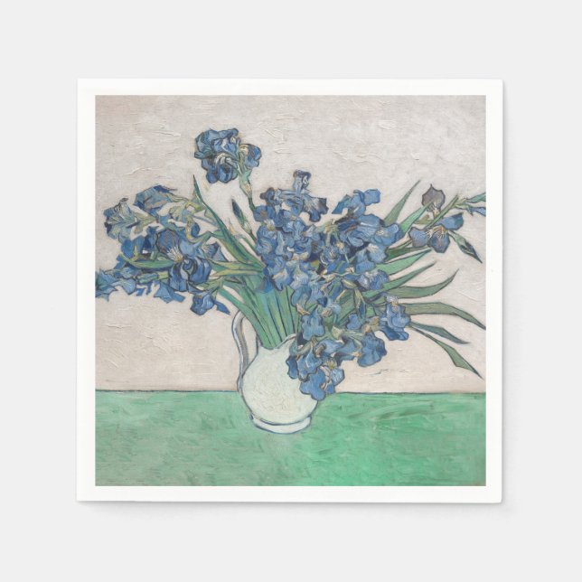 Serviette En Papier Peinture impressionniste Vase d'Iris de Van Gogh (Devant)