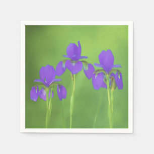 Serviette En Papier Peinture Iris violette - Art Fleur original