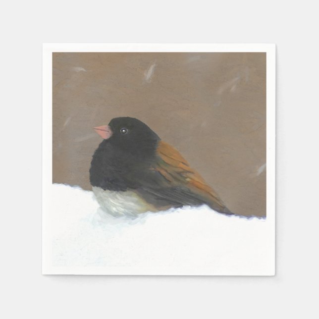 Serviette En Papier Peinture Junco foncée - Art original pour oiseaux (Devant)