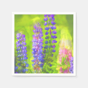 Serviette En Papier Peinture Lupine - Art Fleur Original