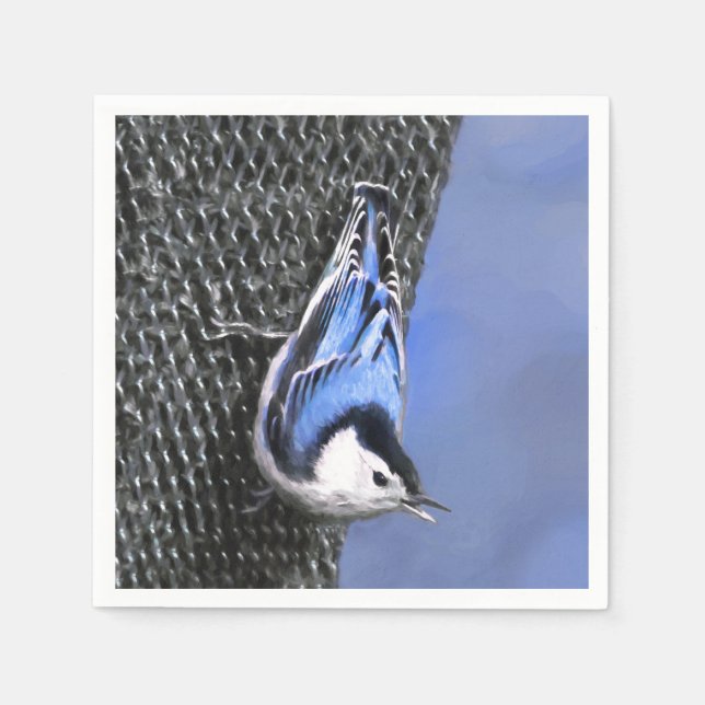 Serviette En Papier Peinture Nuthatch à poitrine blanche Art original (Devant)