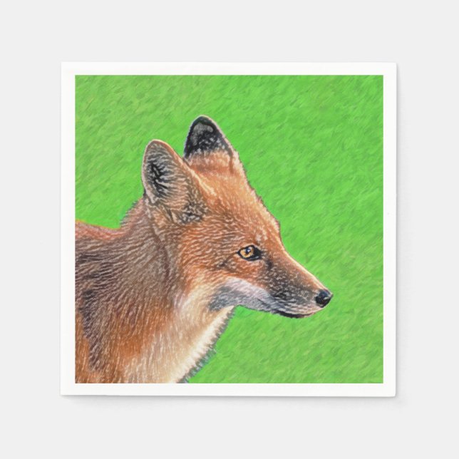 Serviette En Papier Peinture Red Fox - Art original de la faune (Devant)