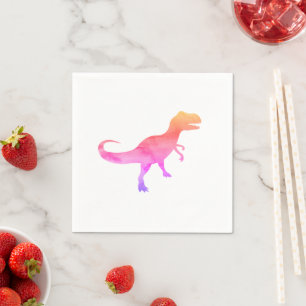 Serviette En Papier Peinture rose Dinosaure Silhouette Trex