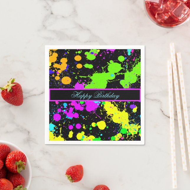 Serviette En Papier Peinture rose rose vert pourpre jaune Jaune Joyeux (En situation)