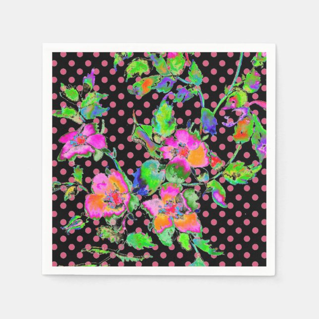 Serviette En Papier Peinture rose rose violet | POIS (Devant)
