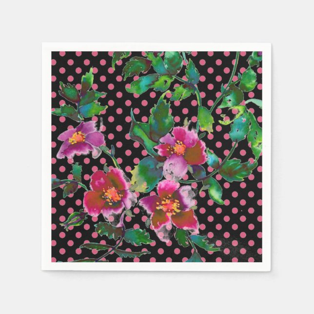 Serviette En Papier Peinture rose rose violet | POIS (Devant)