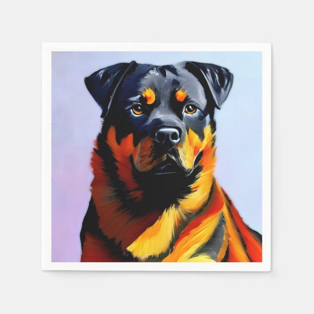Serviette En Papier Peinture Rottweiler (Devant)
