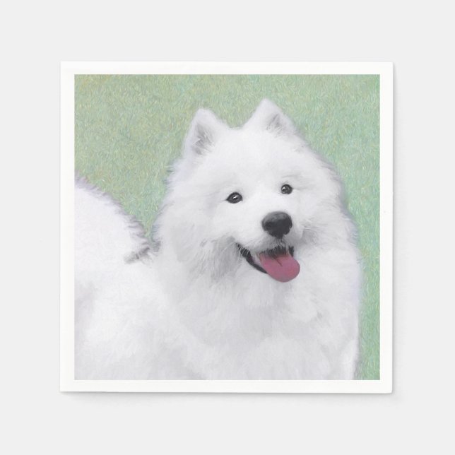 Serviette En Papier Peinture Samoyed - Cute Original Chien Art (Devant)