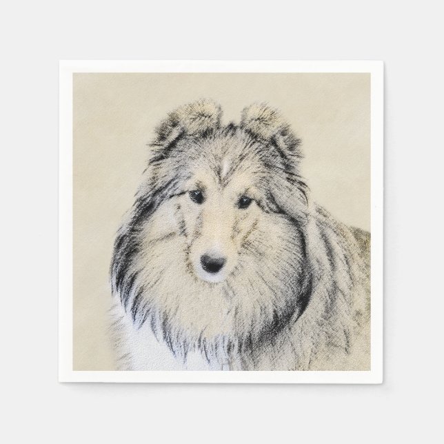 Serviette En Papier Peinture Shetland Sheepdog - Jolie art original ch (Devant)