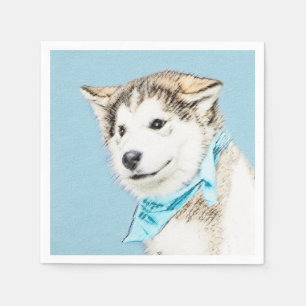 Serviette En Papier Peinture Sibérienne Husky Puppy - Art Chien origin