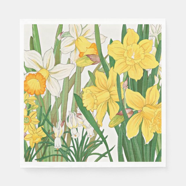Serviette En Papier Peinture sur bois de narcisse (Devant)