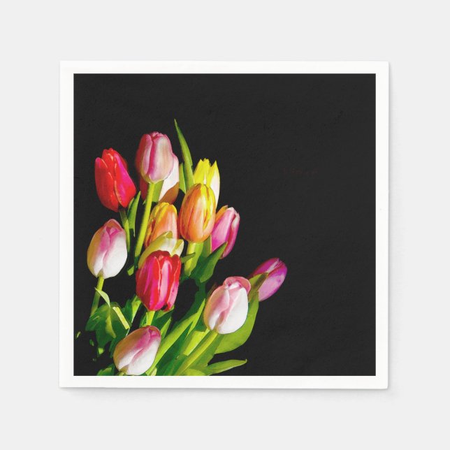 Serviette En Papier Peinture Tulip - Art Fleur original (Devant)