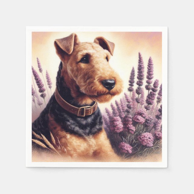 Serviette En Papier Peinture vintage Airedale Terrier (Devant)