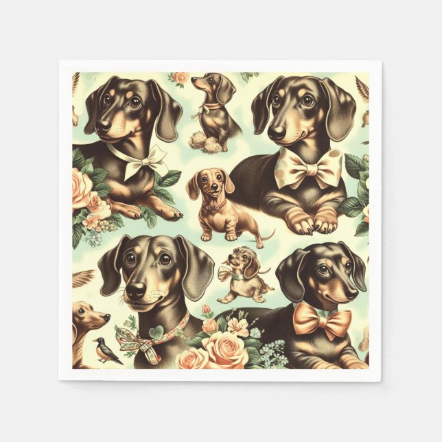 Serviette En Papier Peinture vintage Dachshund transparente (Devant)
