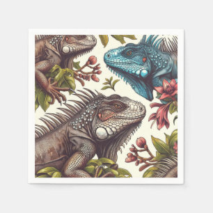 Serviette En Papier Peinture vintage Iguana sans fil