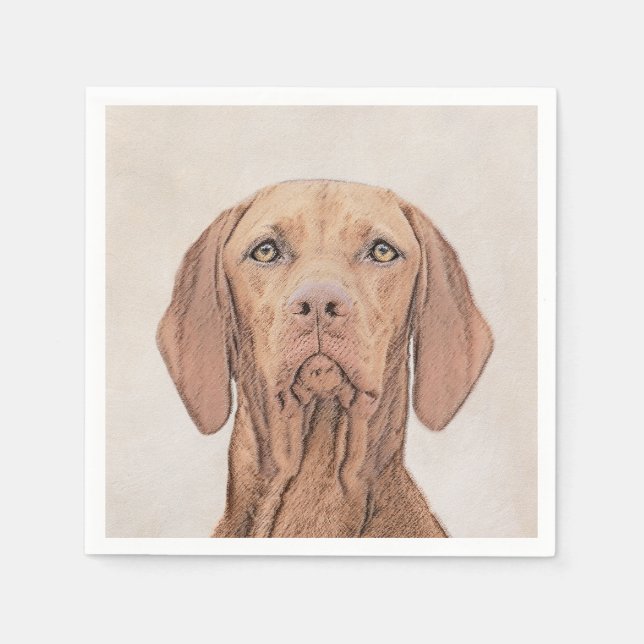 Serviette En Papier Peinture Vizsla - Joli art original chien (Devant)