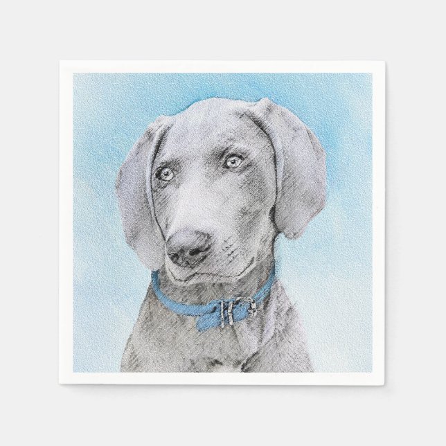Serviette En Papier Peinture Weimaraner - Joli art original chien (Devant)