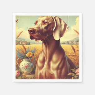 Serviette En Papier Peinture Weimaraner vintage