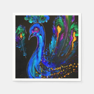 Serviette En Papier Peinture Whimsical Peacock