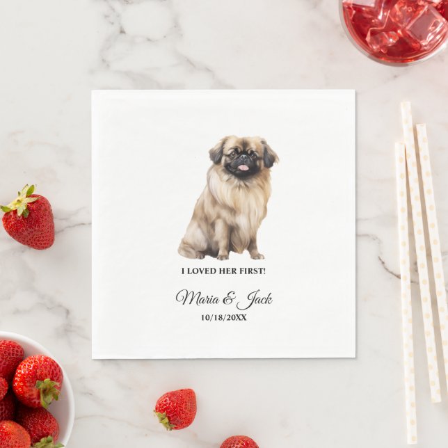 Serviette En Papier Pekingese Chien Mariage serviettes avec photo (En situation)