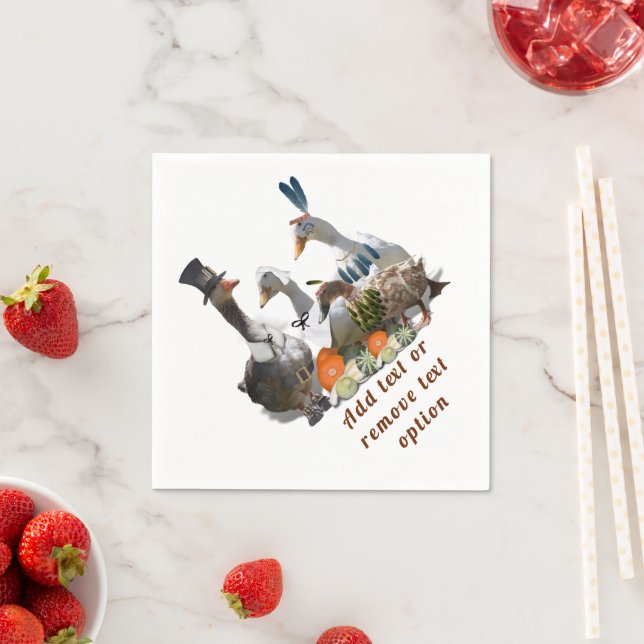 Serviette En Papier Pèlerin & Canards de Thanksgiving  (En situation)