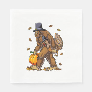 Serviette En Papier Pèlerin de Bigfoot Turquie Citrouille de Thanksgiv