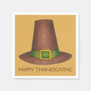 Serviette En Papier Pèlerin Puritan Casquette Bon thanksgiving Automne
