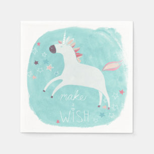 Serviette En Papier Peloton magique de licorne - faites un souhait