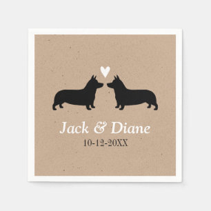 Serviette En Papier Pembroke Welsh Corgis Couple de Mariage avec Texte