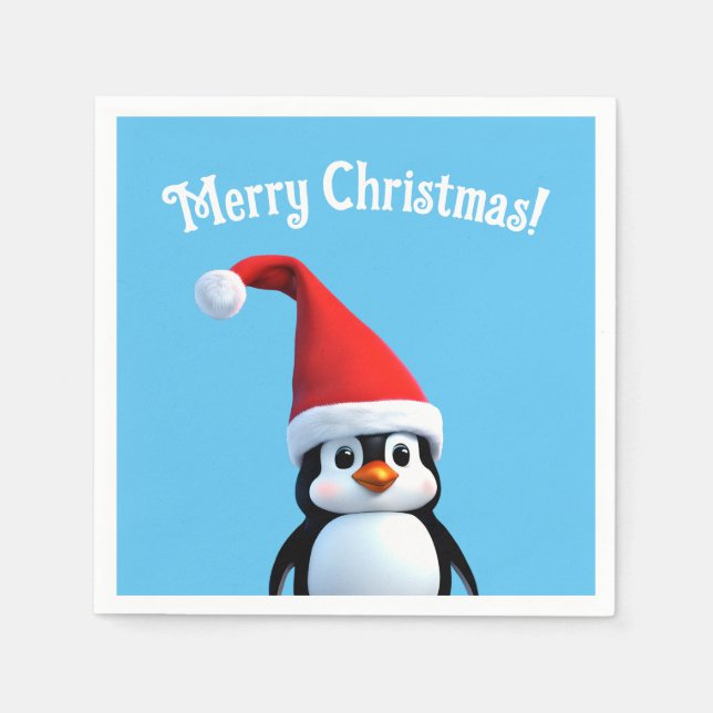 Serviette En Papier Penguin de Noël (Devant)
