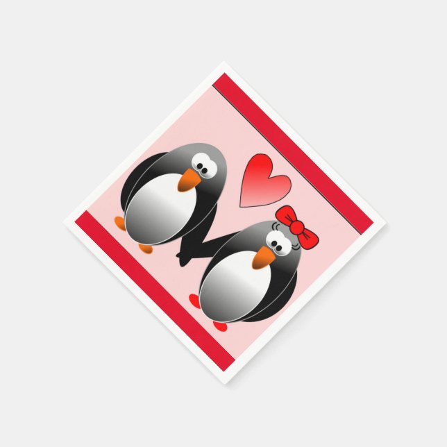 SERVIETTE EN PAPIER PENGUIN EST AMOUREUX (Coin)