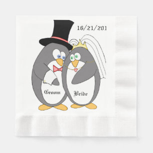 Serviette En Papier Penguin Love Mariage personnalisé serviettes