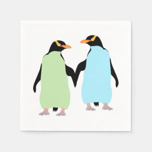 Serviette En Papier Penguins gay pride tenant les mains
