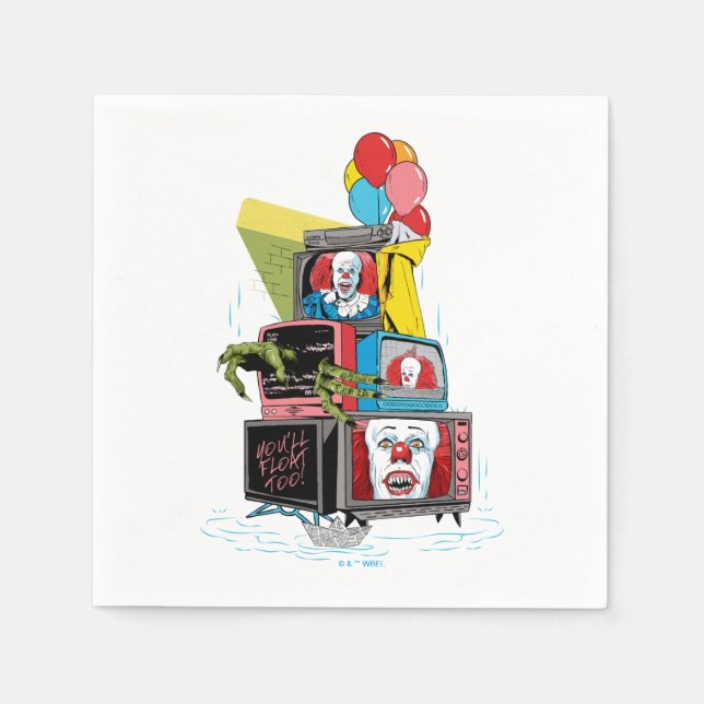 Serviette En Papier Pennywise TV Stack classique - vous flotterez trop (Devant)