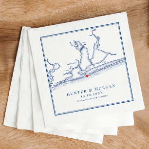 Serviette En Papier Pensacola Beach FL Map Elegant Mariage bleu marine