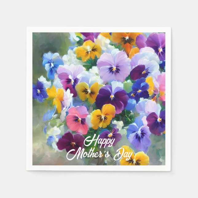 Serviette En Papier Pensées Bonne fête des Mères (Devant)