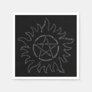 Serviette En Papier Pentagramme de typographie surnaturelle
